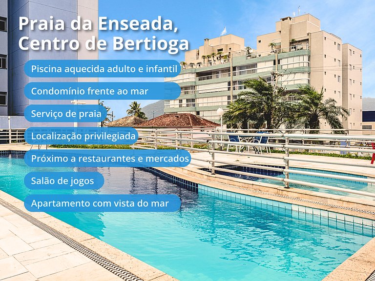 Frente e Vista Mar com Serviço de Praia